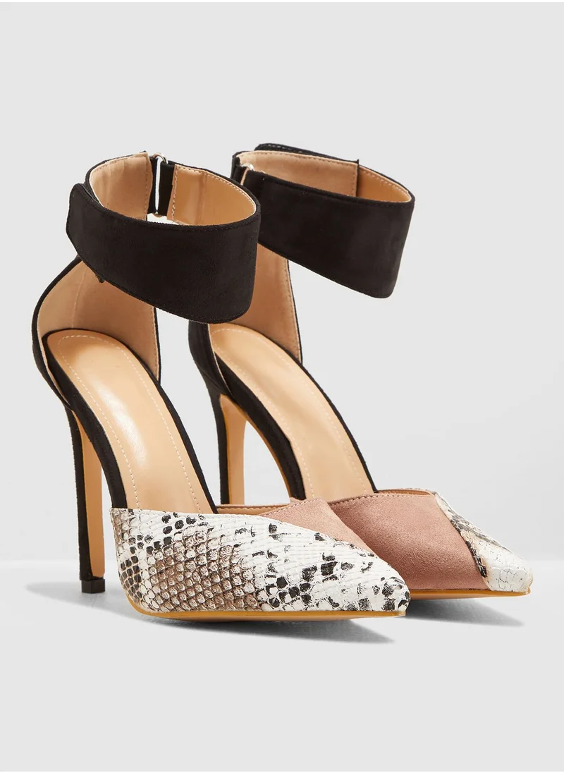 ELLA Pointed Toe Pump With Snake Print
