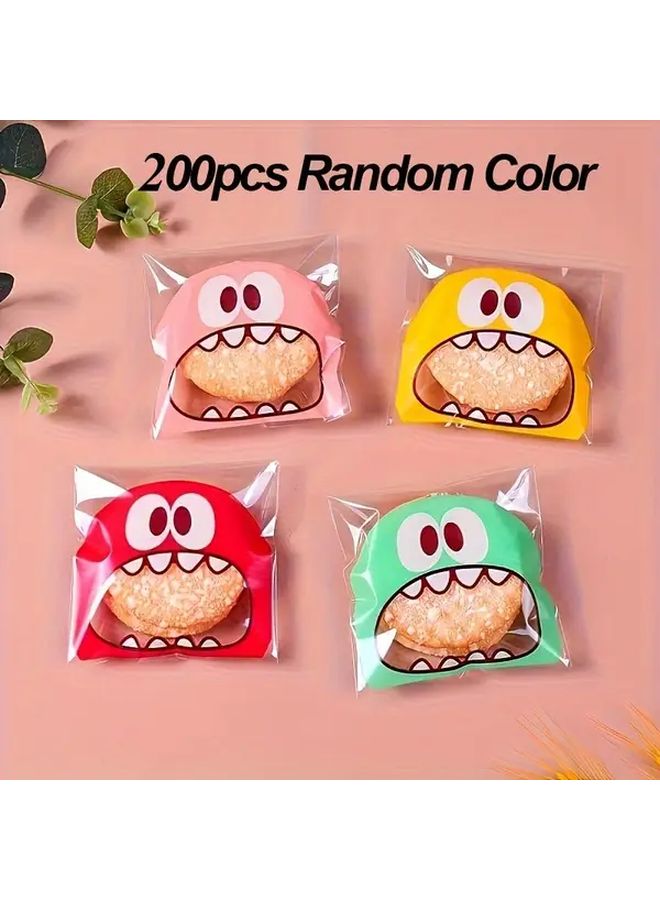 Colorful Cartoon Monster Self-Adhesive Gift Bags 200 Pieces for Holiday Party Favors - Image 1