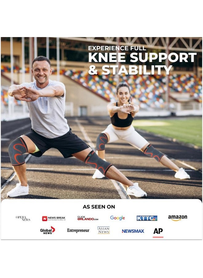 Modvel Compression Knee Brace for Women & Men, 2-Pack Knee Brace for Running Knee Pain, Knee Support Compression Sleeve, Workout Sports Knee Braces for Meniscus Tear, ACL & Arthritis Pain Relief - Image 3