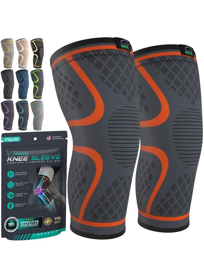 Modvel Compression Knee Brace for Women & Men, 2-Pack Knee Brace for Running Knee Pain, Knee Support Compression Sleeve, Workout Sports Knee Braces for Meniscus Tear, ACL & Arthritis Pain Relief - Image 1