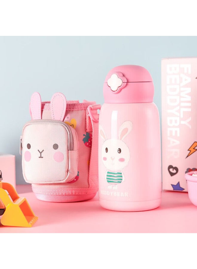 Beddybear Four-leaf Clover Children's Insulated Cup With Four Lids, Three-way Straw Water Bottle, 316 Stainless Steel Student Cup, 630ml Cute Rabbit Design - Image 3