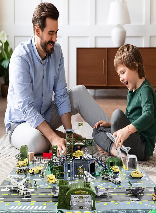 deAO Military Base Set, Army Men Playset with Military Vehicle,Weapon Gear Accessories,Vehicles Accessories and Play Map,Great Army Toys for 3 4 5 Year Old Boys Girls Kids - Image 3