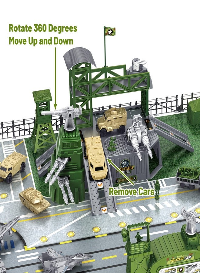 deAO Military Base Set, Army Men Playset with Military Vehicle,Weapon Gear Accessories,Vehicles Accessories and Play Map,Great Army Toys for 3 4 5 Year Old Boys Girls Kids - Image 2