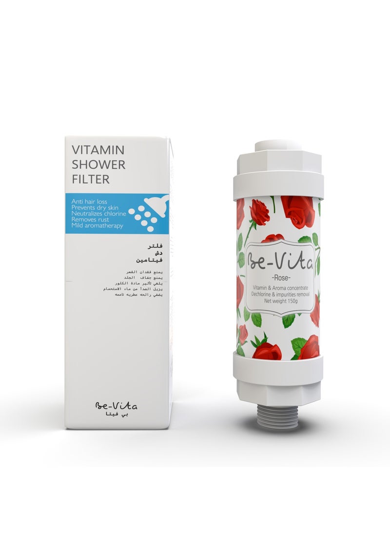 Be-Vita - Korean Vitamin Shower Filter - Anti Hair Loss - Prevents Dry Skin - Chlorine Removal - Rust Removal - Relaxing Aromatherapy - Non-Toxic (Rose) - Image 1