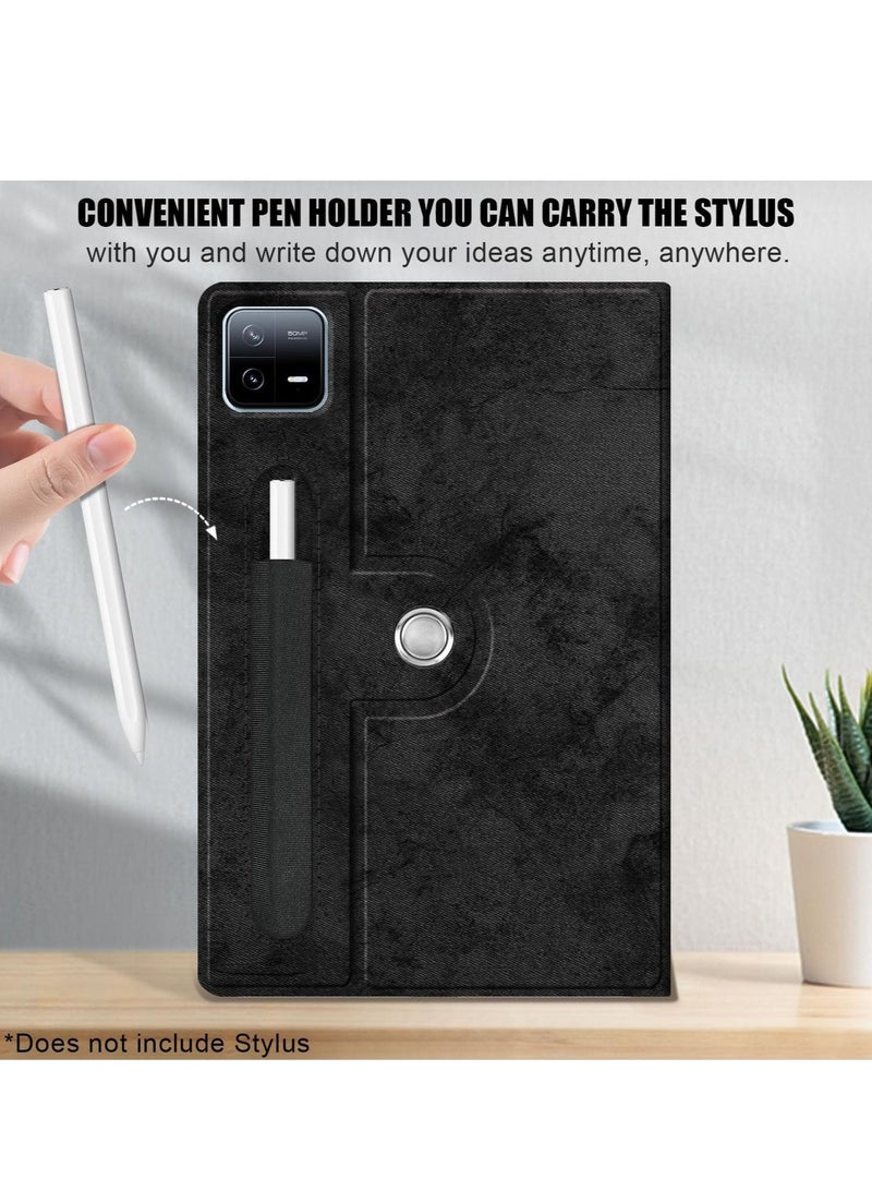 حافظة واقية لهاتف شاومي مي باد 5/5 برو / مي باد 6/6 برو 11 بوصة ، زوايا مشاهدة متعددة ، غطاء ذكي من جلد البولي يوريثان متعدد الوظائف مع ميزة النوم التلقائي ، حافظة لهاتف شاومي أسود - Image 4