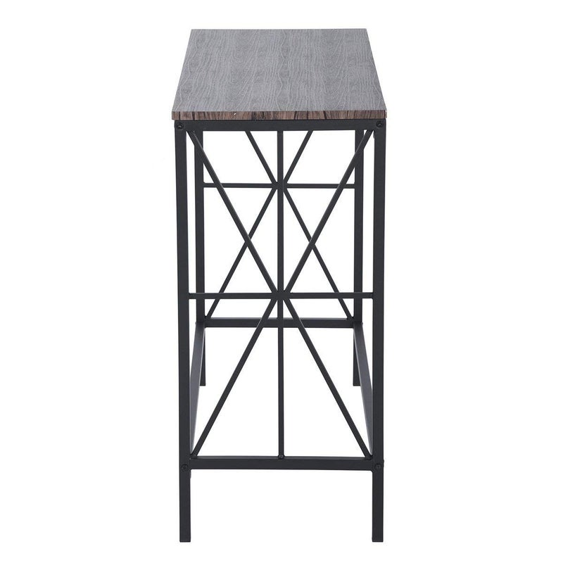 Generic Indian DECOR41603 1Tier Entryway Modern Design Sides Metal Frame Brown MDF Top Console Living Room Table Black  - Image 5