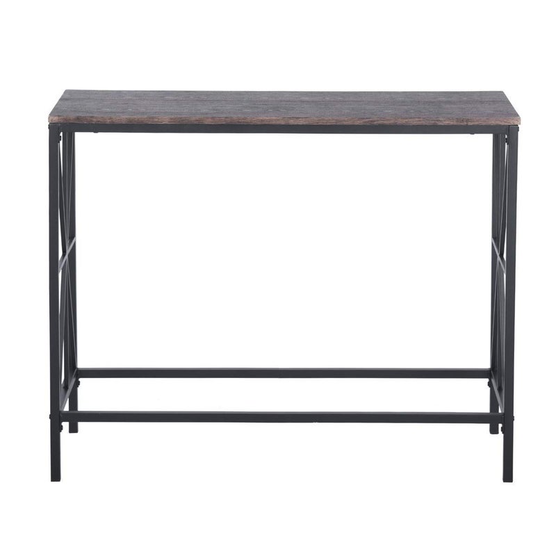 Generic Indian DECOR41603 1Tier Entryway Modern Design Sides Metal Frame Brown MDF Top Console Living Room Table Black  - Image 4