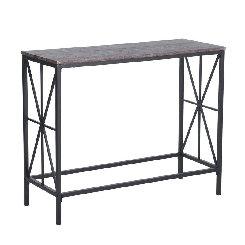 Generic Indian DECOR41603 1Tier Entryway Modern Design Sides Metal Frame Brown MDF Top Console Living Room Table Black  - Image 3