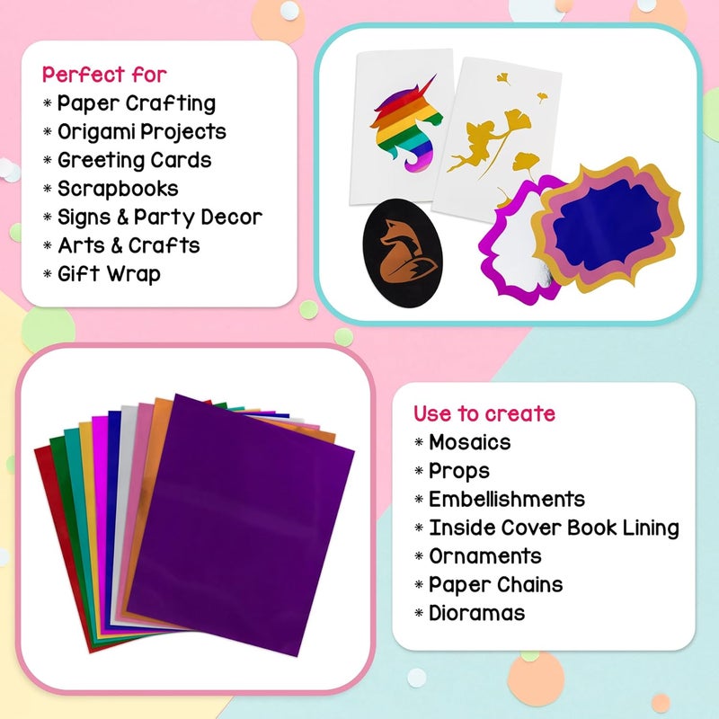 Hygloss Metallic Foil Paper - 20 Sheets of 8.5" x 10" in 10 Assorted Colors for Arts & Crafts - Image 3
