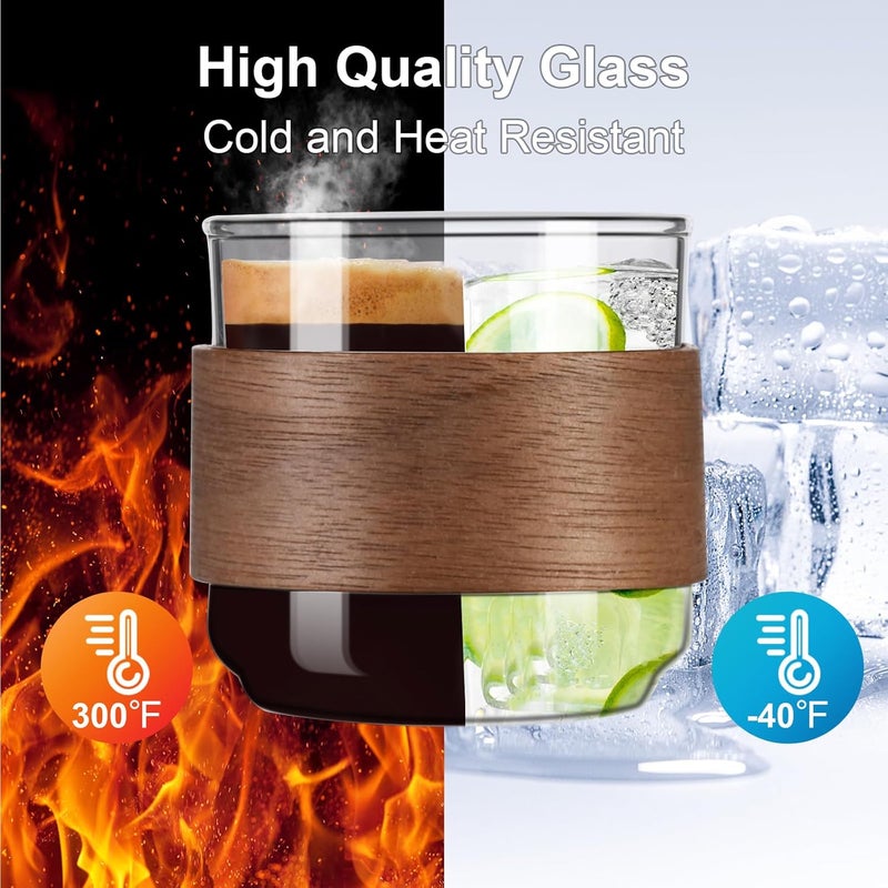 PARACITY Espresso Cups Set of 2 with Wooden Ring, 5 OZ High Borosilicate Espresso Shot Glass, Clear Small Expresso Shots Cup, Espresso Accessories - Image 4