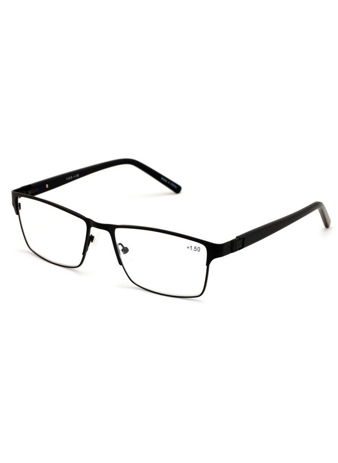 V.W.E. - Men Premium Rectangle Metal With Plastic Temple Extra Large Reader 152Mm Wide Frame Reading Glasses (Black 1.75) - Image 1