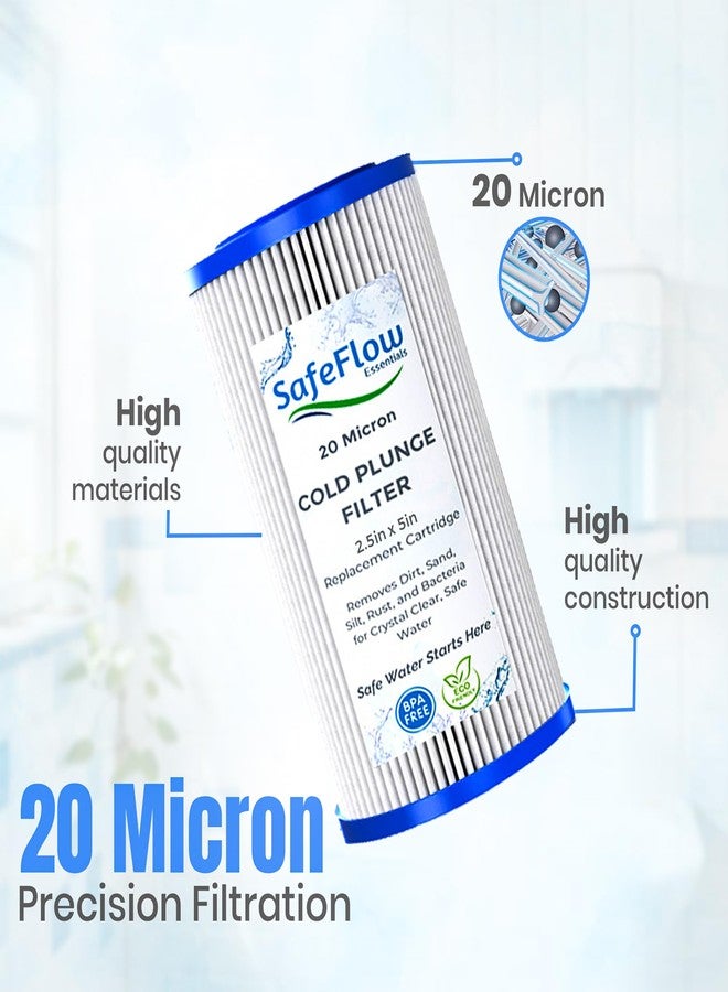 SafeFlow Essentials 20 Micron 5" x 2.5" Water Filter Replacement Cartridge (6-Pack) - Fits Ice Pod Cold Plunge Water Chiller, Cold Plunge Filters, Water Filter for Bath, and Under Kitchen Sink Systems - Image 3