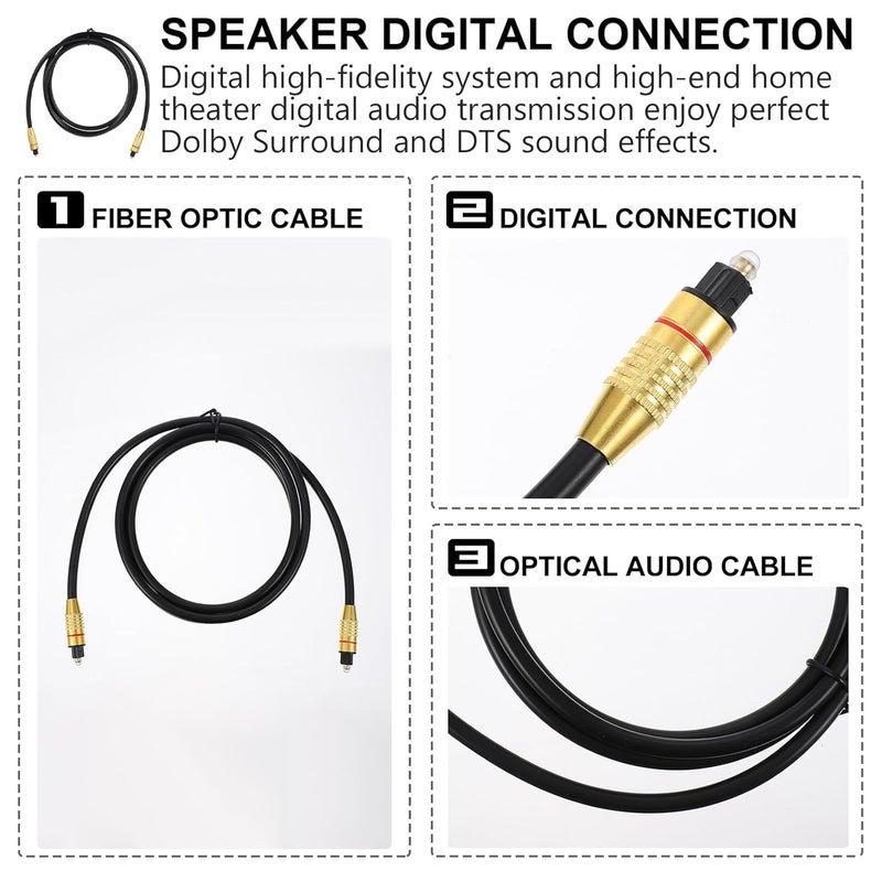 Veemoon Digital Audio Optical Cable Od 6.0 1.5m Gold-Plated Fiber Audio Cord for Tv Soundbar Game Console Black - Image 3