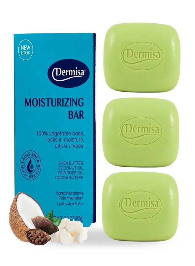 DERMISA صابونة ديرميزا المرطبة | مع زبدة الكاكاو، زيت جوز الهند، وزبدة الشيا | بدون بارابين | عبوة من 3 - Image 1