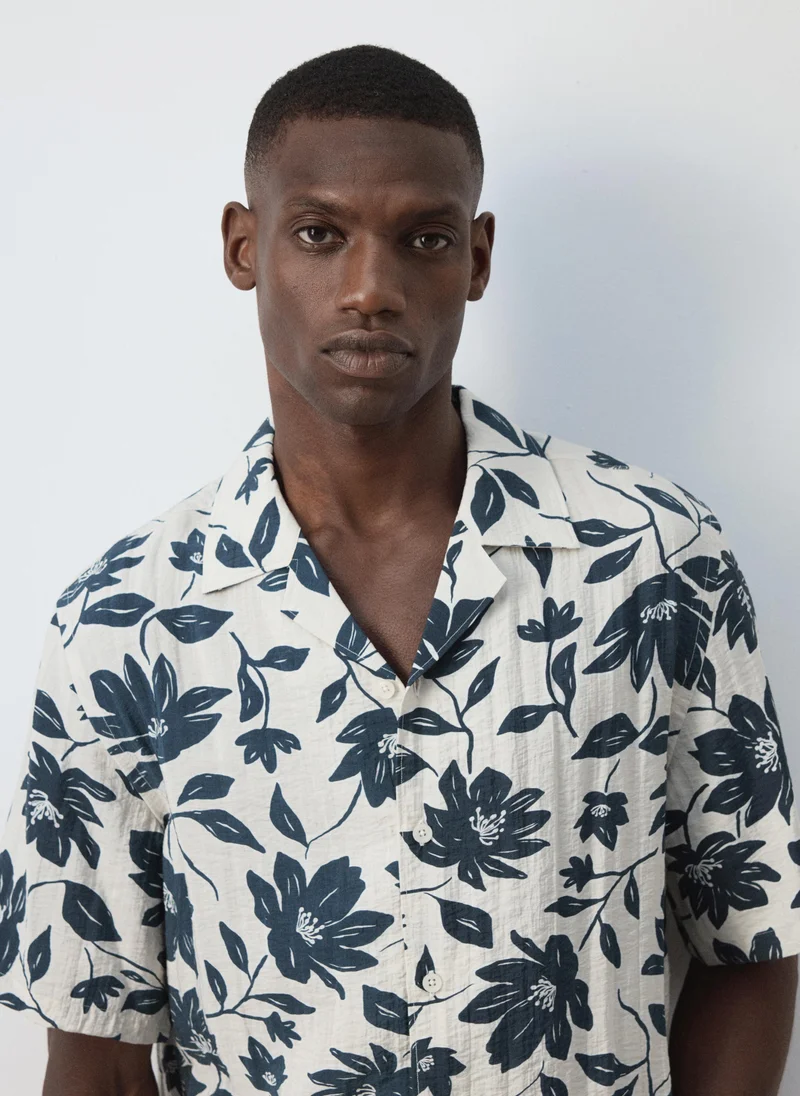 Mango Man 08-BEIGE Flowy Floral Print Shirt for Men | Best Price UAE