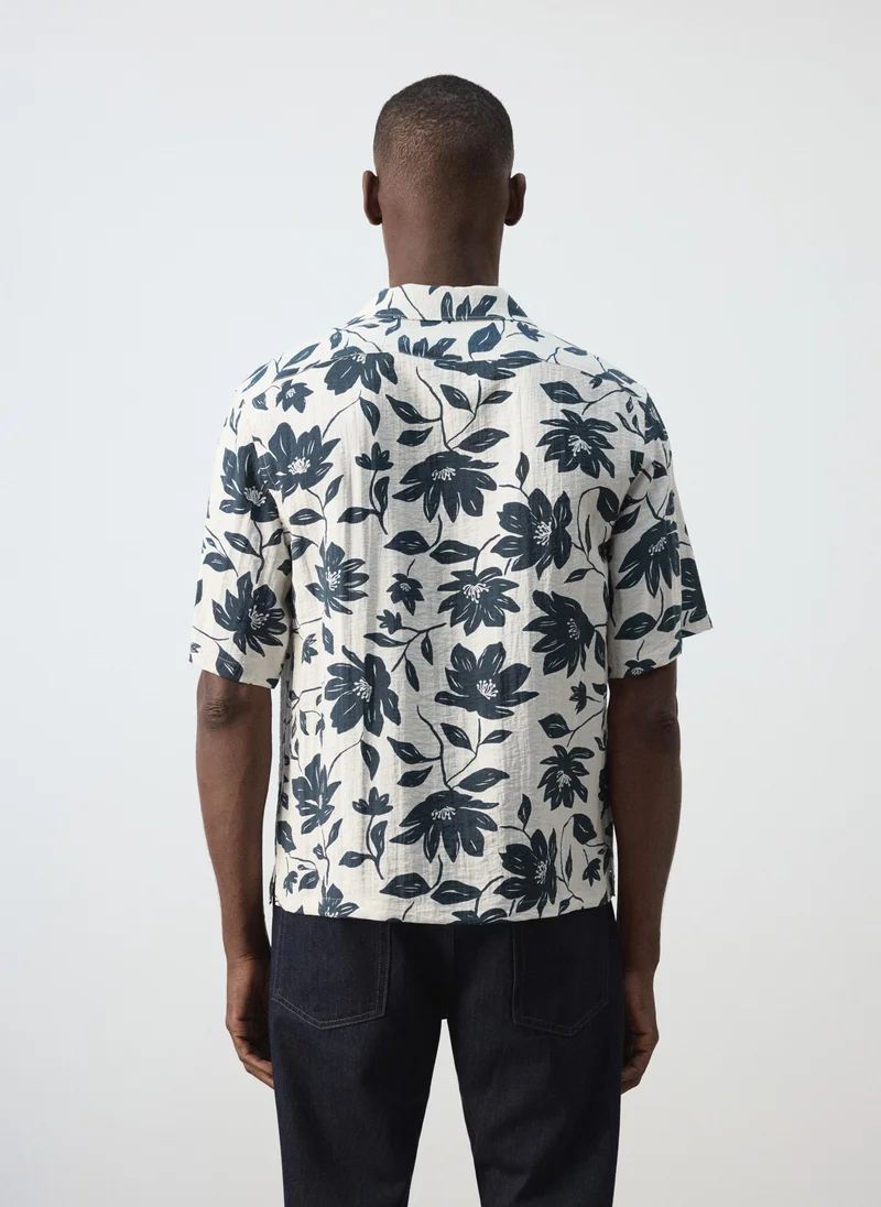 Mango Man 08-BEIGE Flowy Floral Print Shirt for Men | Best Price UAE