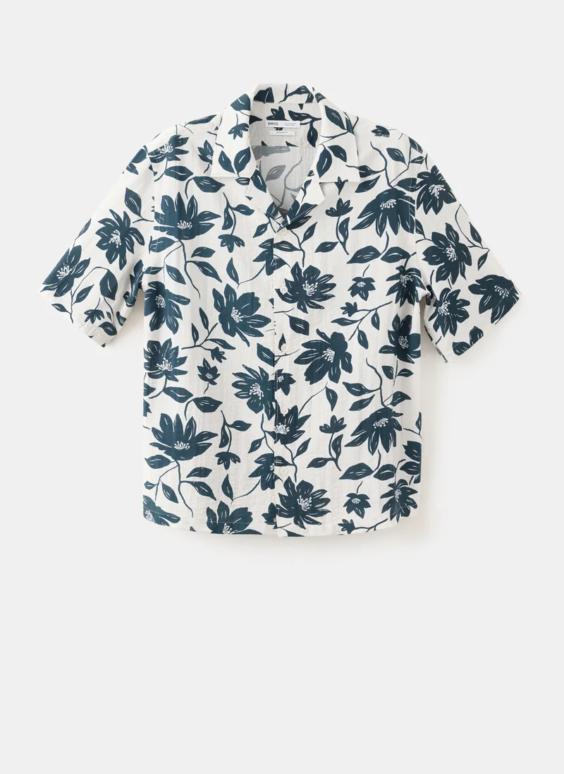 Mango Man 08-BEIGE Flowy Floral Print Shirt for Men | Best Price UAE