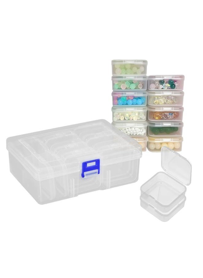 Cofimkate 15pcs Small Bead Organizer Box with Hinged Lids, 2.2x2.2x0.79 Inch Clear Plastic Storage Containers for Diamond Painting Art, Craft, Nails, Screw & Mini Parts - Image 1