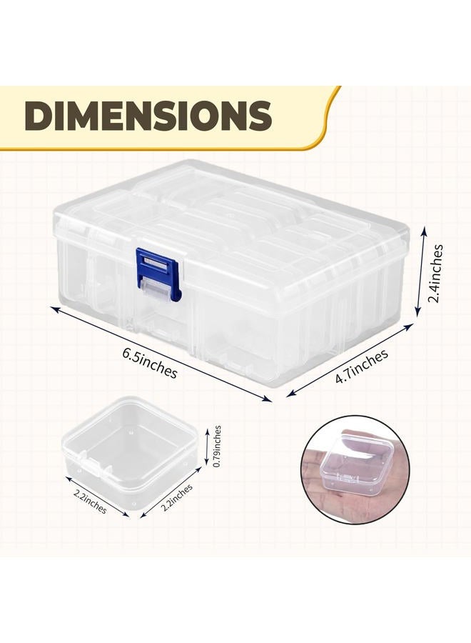 Cofimkate 15pcs Small Bead Organizer Box with Hinged Lids, 2.2x2.2x0.79 Inch Clear Plastic Storage Containers for Diamond Painting Art, Craft, Nails, Screw & Mini Parts - Image 2