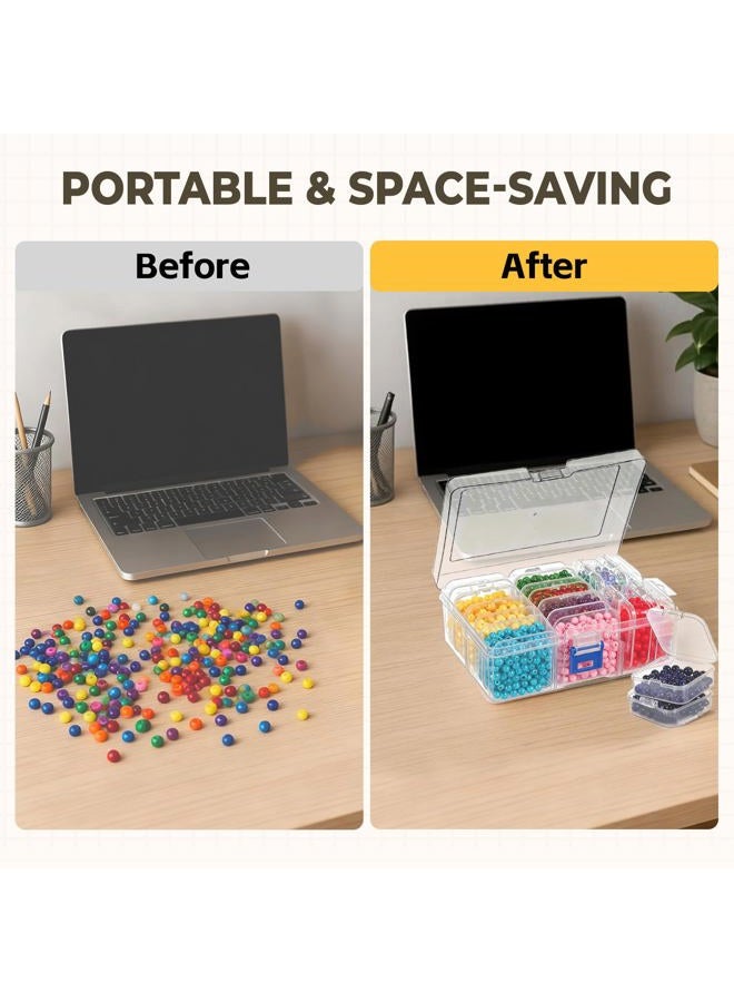 Cofimkate 15pcs Small Bead Organizer Box with Hinged Lids, 2.2x2.2x0.79 Inch Clear Plastic Storage Containers for Diamond Painting Art, Craft, Nails, Screw & Mini Parts - Image 5