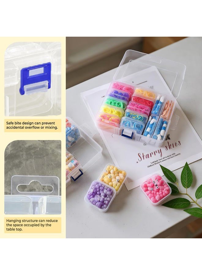 Cofimkate 15pcs Small Bead Organizer Box with Hinged Lids, 2.2x2.2x0.79 Inch Clear Plastic Storage Containers for Diamond Painting Art, Craft, Nails, Screw & Mini Parts - Image 3