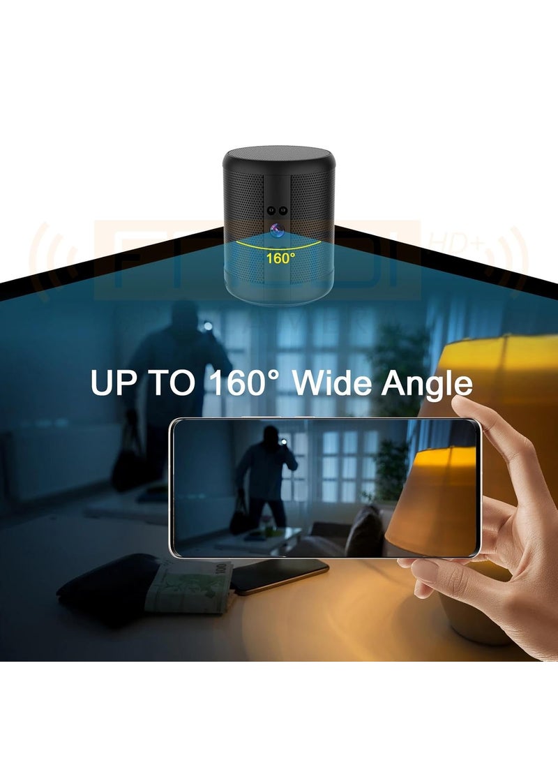 FREDI HD PLUS Speaker with WiFi Camera 2K HD Video Camera Bluetooth Speaker with Two Way Audio Motion Detection Auto Focus Recorder IWFCam APP Control