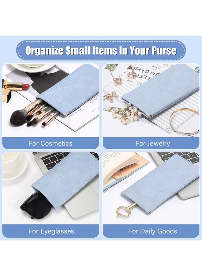 دبليو أف أف أو حافظة نظارات بحجم 3 قطع - حافظة نظارات جلدية مقاومة للخدش ومحمولة - حافظة نظارات جلدية ناعمة - حافظة نظارات سفر للنساء والرجال - أزرق/وردي/أخضر - Image 5