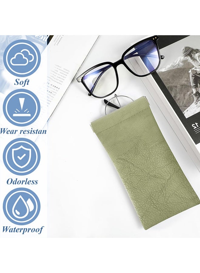 دبليو أف أف أو حافظة نظارات بحجم 3 قطع - حافظة نظارات جلدية مقاومة للخدش ومحمولة - حافظة نظارات جلدية ناعمة - حافظة نظارات سفر للنساء والرجال - أزرق/وردي/أخضر - Image 4