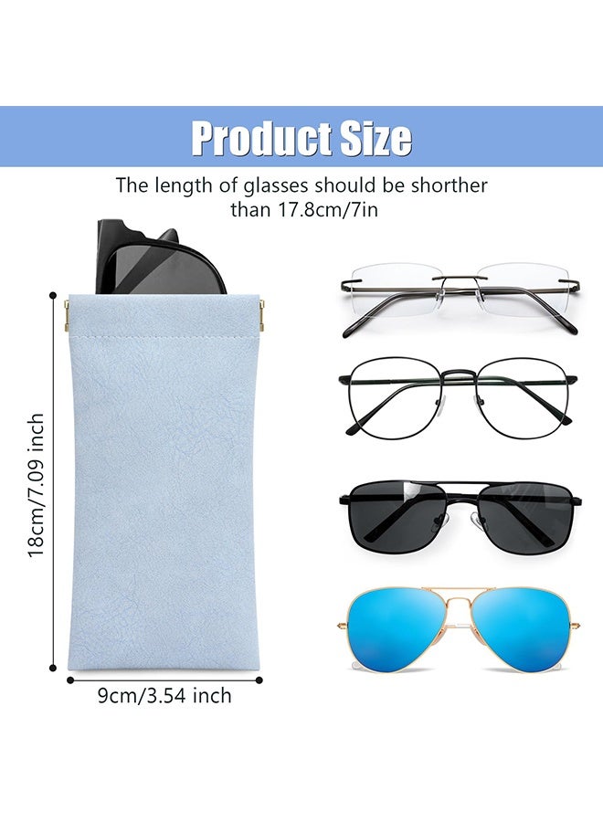 دبليو أف أف أو حافظة نظارات بحجم 3 قطع - حافظة نظارات جلدية مقاومة للخدش ومحمولة - حافظة نظارات جلدية ناعمة - حافظة نظارات سفر للنساء والرجال - أزرق/وردي/أخضر - Image 2