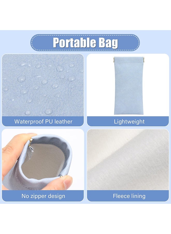 دبليو أف أف أو حافظة نظارات بحجم 3 قطع - حافظة نظارات جلدية مقاومة للخدش ومحمولة - حافظة نظارات جلدية ناعمة - حافظة نظارات سفر للنساء والرجال - أزرق/وردي/أخضر - Image 3