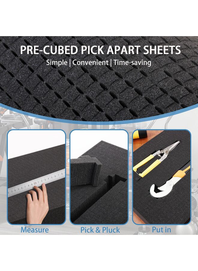 Pick and Pluck Foam Inserts, Pre-cubed Pick Apart Sheets for Crafts Toolbox Game Box Camera Cases Drawer Storage - Image 3
