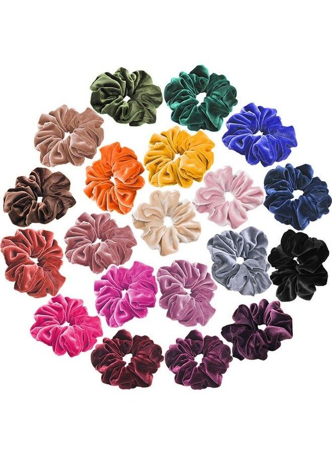 Fameza 20 Pcs Hair Scrunchies Velvet Elastic Hair Bands Scrunchy Hair Ties Ropes Scrunchie For Women Girls And Ladies Hair Accessories  - Image 2