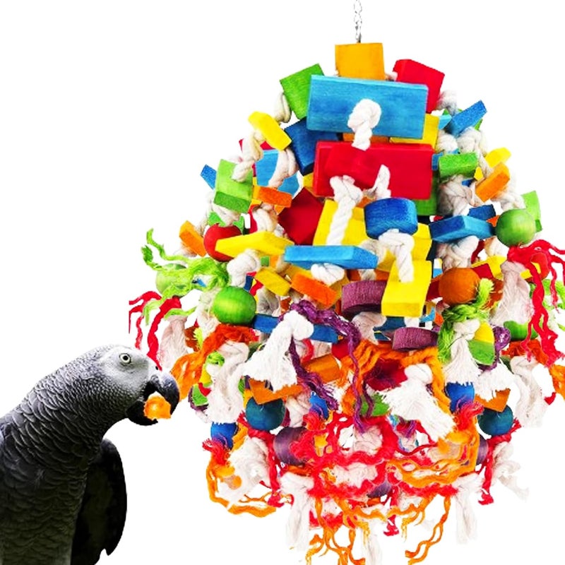 MQUPIN Large Parrot Toys Bird toys, Strong Chewing Quaker Parrot Toys,100% Natural Multicolored Wooden Blocks Parrot Cage Bite Toy for Large Medium Birds Macaws African Grey Parrot Toys(Colorful) - Image 1