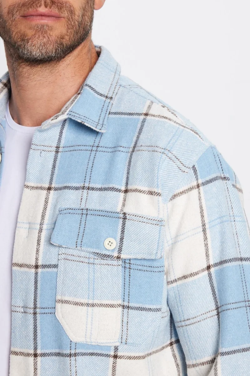 Tudors Men's Relax Fit Casual Cut Lumberjack Double Pocket Buttoned Plaid Winter Shirt