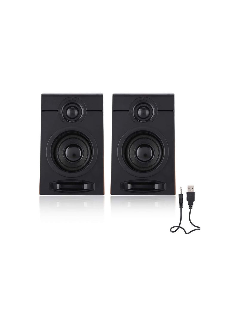 GGOOT Desktop Subwoofer Speakers with USB Computer Port, HiFi Universal Wired Speakers with Stereo Surround Sound for TV, PC, Phones and Tablets  - Image 1