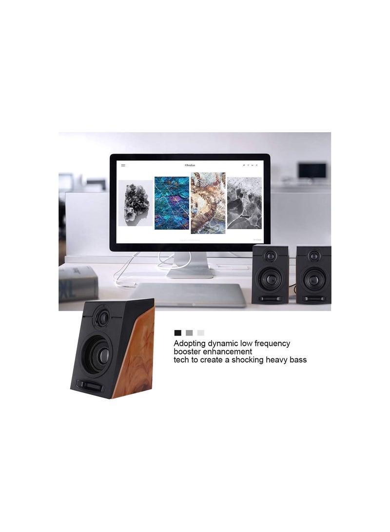 GGOOT Desktop Subwoofer Speakers with USB Computer Port, HiFi Universal Wired Speakers with Stereo Surround Sound for TV, PC, Phones and Tablets  - Image 3