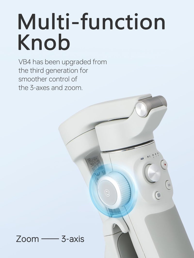 FeiyuTech Vb 4 Smartphone Gimbal With 8.4''Extendable Rod,Ai Tracking,Gesture Control,Foldable&Portable Gimbal Stabilizer For Vlog Youtube Tiktok Live Video Record,Iphone&Android,Max 0.57Lb,Black - Image 3