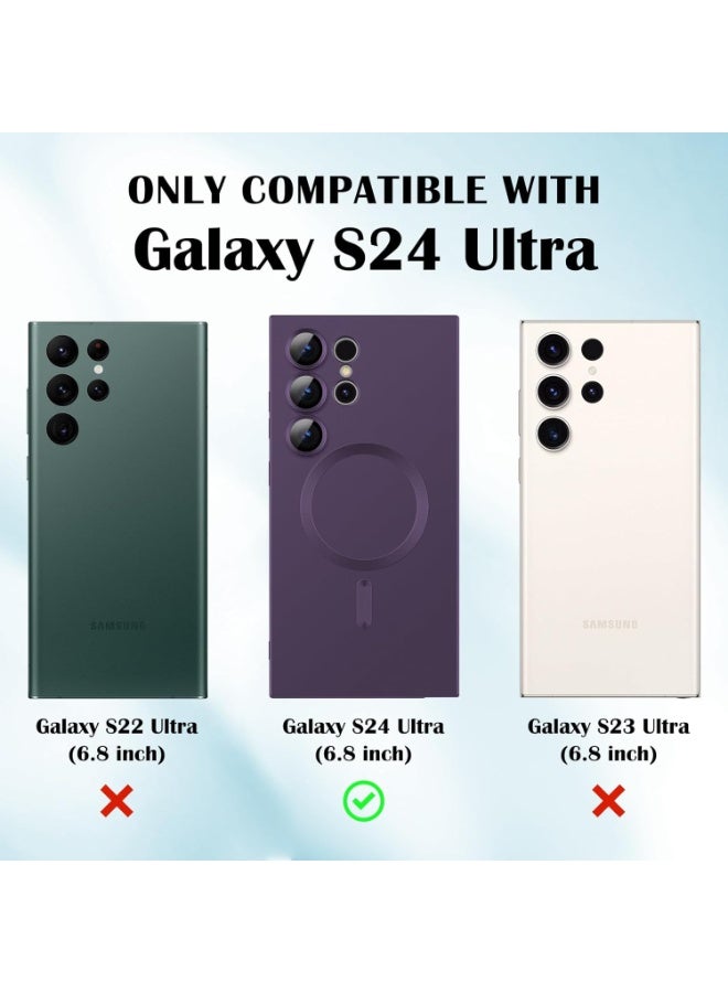 for Samsung Galaxy S24 Ultra 5G Magnetic Case, Luxury Metallic Paint Case with Full Camera Lens Protector for Women Girls Men TPU Bumper Shockproof Cover for Samsung Galaxy S24 Ultra-Purple - Image 3