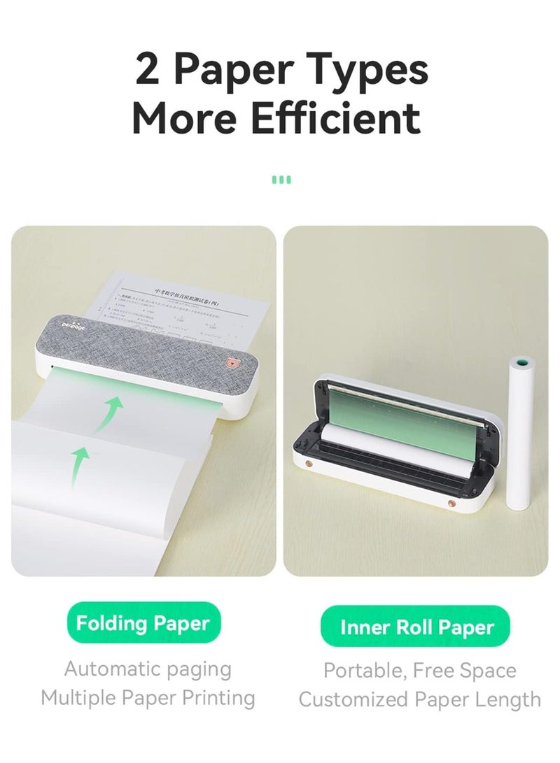 طابعة محمولة A4، طابعة حرارية بلوتوث، طابعة محمولة بدون حبر متوافقة مع iOS وAndroid والكمبيوتر المحمول، تدعم طابعات بعرض الورق 2 بوصة/3 بوصة/4 بوصة لاسلكية للسفر والمنزل والمكتب - Image 3