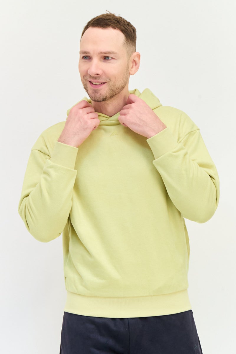 Adidas Men Sportswear Fit Long Sleeve Outdoor Hooded Sweatshirt, Yellow  - Image 1