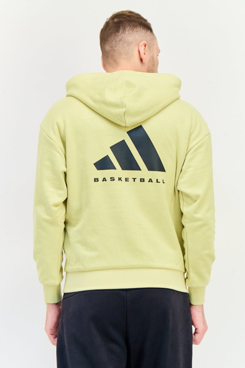 Adidas Men Sportswear Fit Long Sleeve Outdoor Hooded Sweatshirt, Yellow  - Image 3