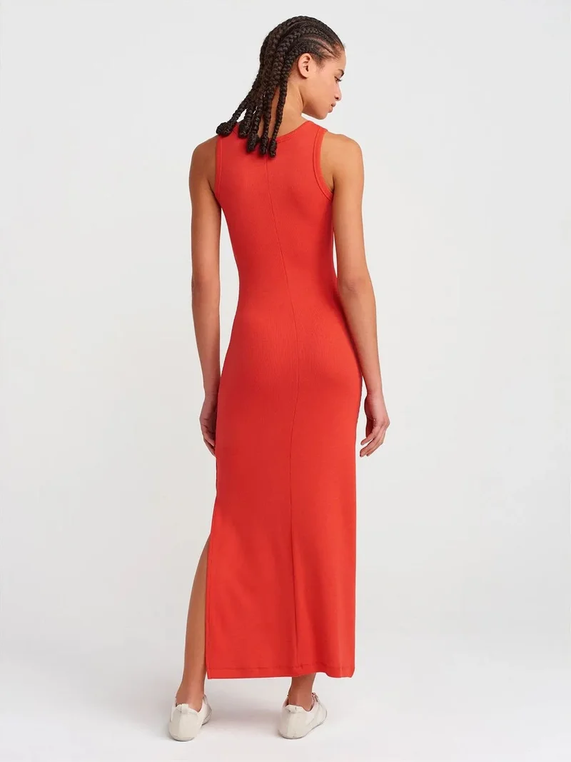 ديلفين Dilvin Sleeveless Bodycon Midi Dress With Slit