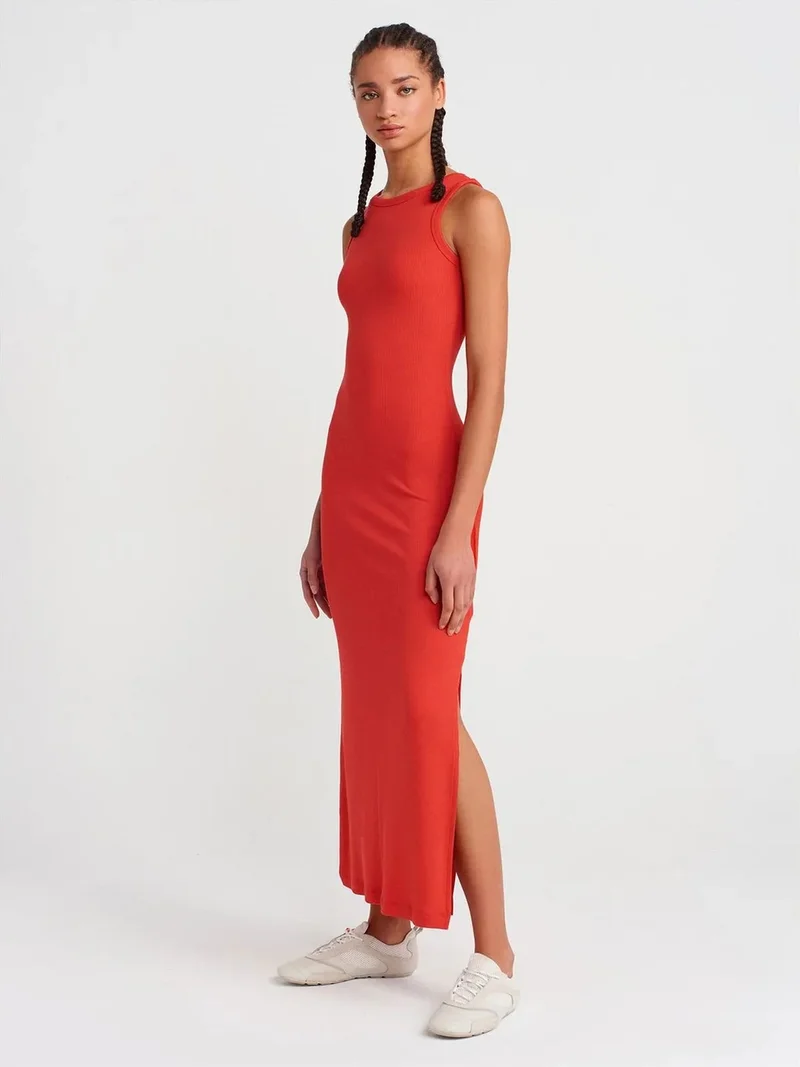 ديلفين Dilvin Sleeveless Bodycon Midi Dress With Slit