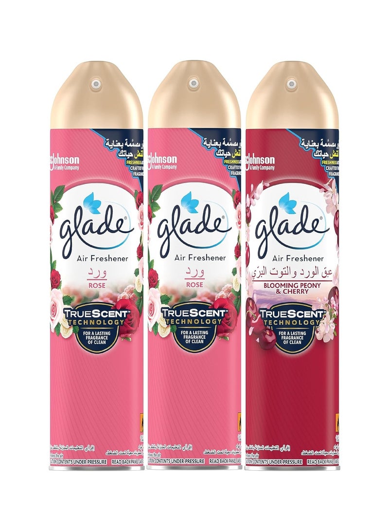 Glade Air Freshener Spray Blooming Peony & Cherry 300ml with Rose Air Freshener 300ml x 2