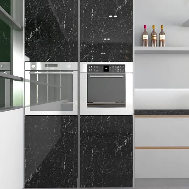 Aatamiy Waterproof Marble Glossy PVC Self Adhesive Black Marble Wallpaper Kitchen Countertop Waterproof Cabinet Liner Furniture Almirah Peel & Stick Sticker (60 x 200 CM) - Image 2