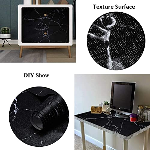 Aatamiy Waterproof Marble Glossy PVC Self Adhesive Black Marble Wallpaper Kitchen Countertop Waterproof Cabinet Liner Furniture Almirah Peel & Stick Sticker (60 x 200 CM) - Image 3