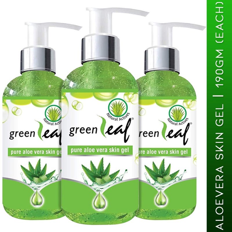 Green Leaf Pure Aloe Vera Skin Gel 190GM Pack of 3 - Image 2