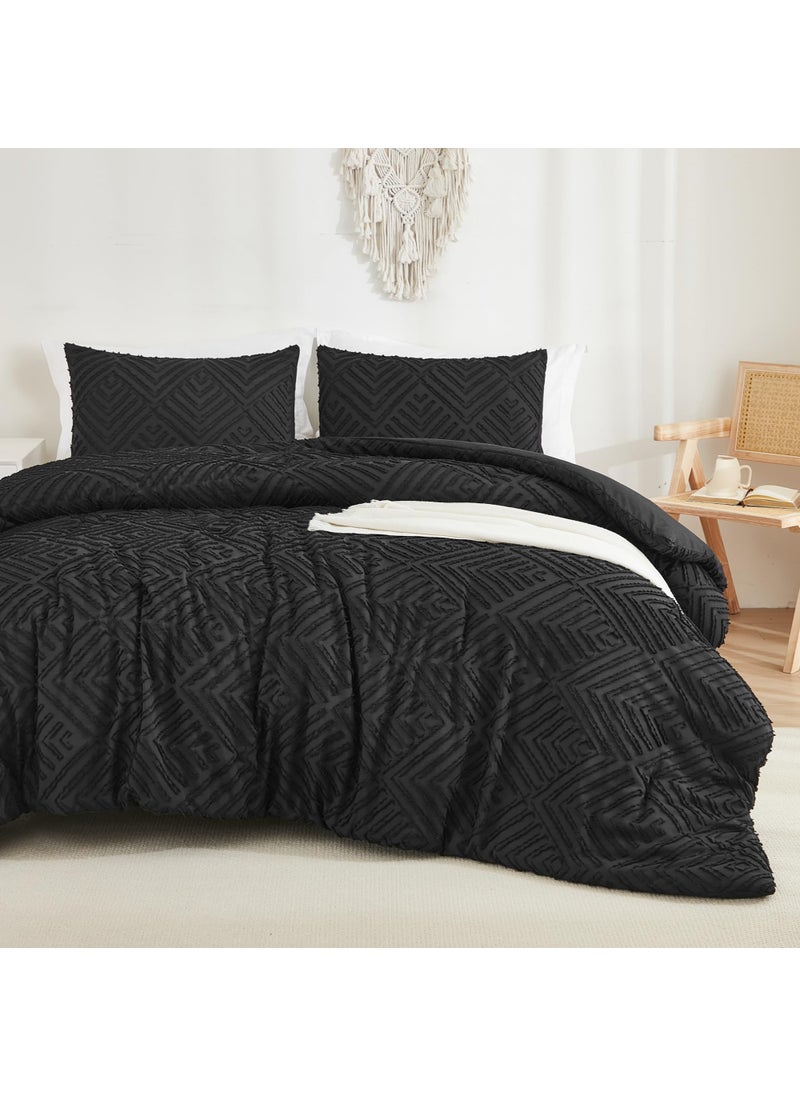 Andency Andency Black Comforter King Set  3 Pieces Boho Bedding Set & Collections  Farmhouse Tufted Fluffy Bedding Comforter Sets for King Bed (1 Comforter 104x90In  2 Pillowcases)  - Image 4