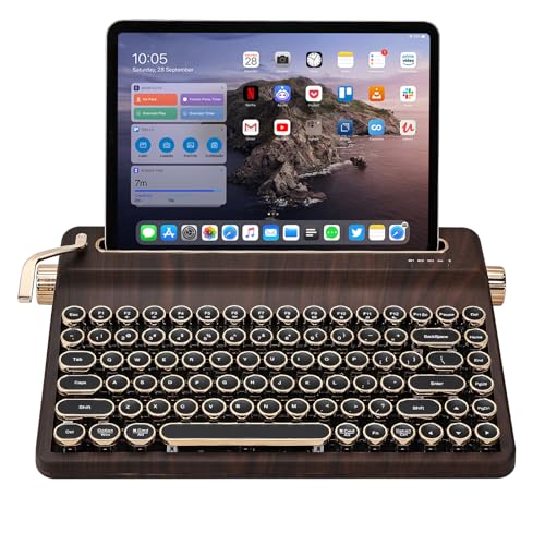 YUNZII QL75 Wireless Typewriter Hot Swap Retro Mechanical KeyboardPunk Round KeycapsRGB Backlit QMKVIA Programmable MultiDevice Keyboard with 24GHzTypeCBT50 Wood Cocoa Cream V2 Switch - Image 1