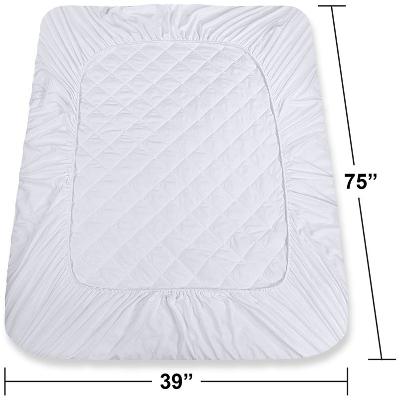 Utopia Bedding Quilted Fitted Mattress Pad, Twin Size, Elastic Fitted Mattress Topper Protector and Cover Stretches up to 16 Inches Deep, Machine Washable (White) - Image 4